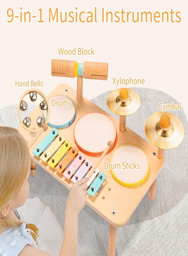 WINGYZ Kids Drum Set - 10-in-1 Montessori Toys for 1-3 Year Old & Wooden Musical Instruments for Toddlers, Baby Musical Toys with Drums, Xylophone, Helps Hand-Eye Coordination, Gift for 1-3 Boys Girls - Image 2
